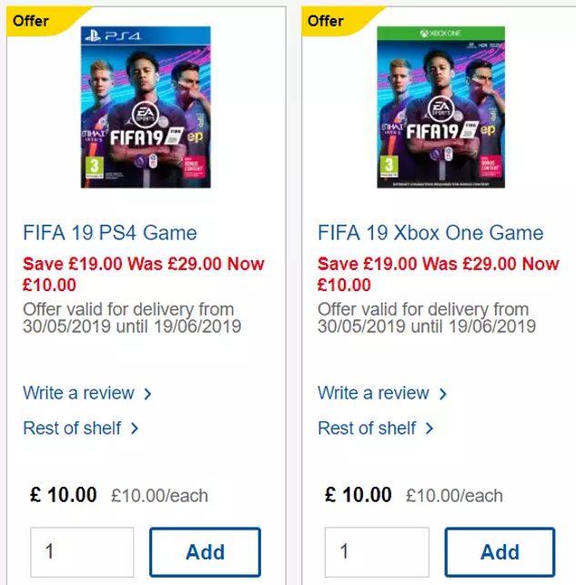 The price of FIFA 19 game is just £10 in Tesco